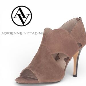 Adrienne Vittadini Beige Suede Open Toe Cutout Heels Womens 8.5 NWT